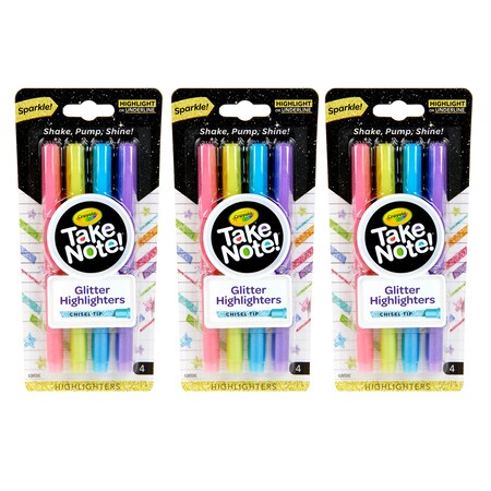 Crayola Take Note Glitter Highlighters, 4 Count, PK3 586636